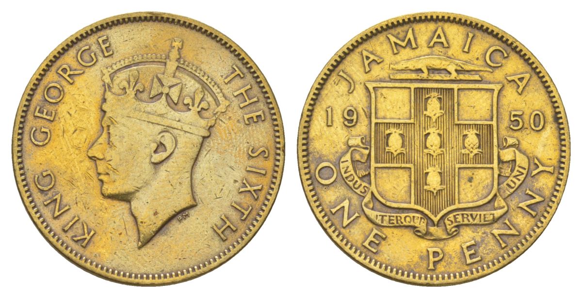 Ямайка 1 пенни 1950 KM 35 никель латунь 4628-553