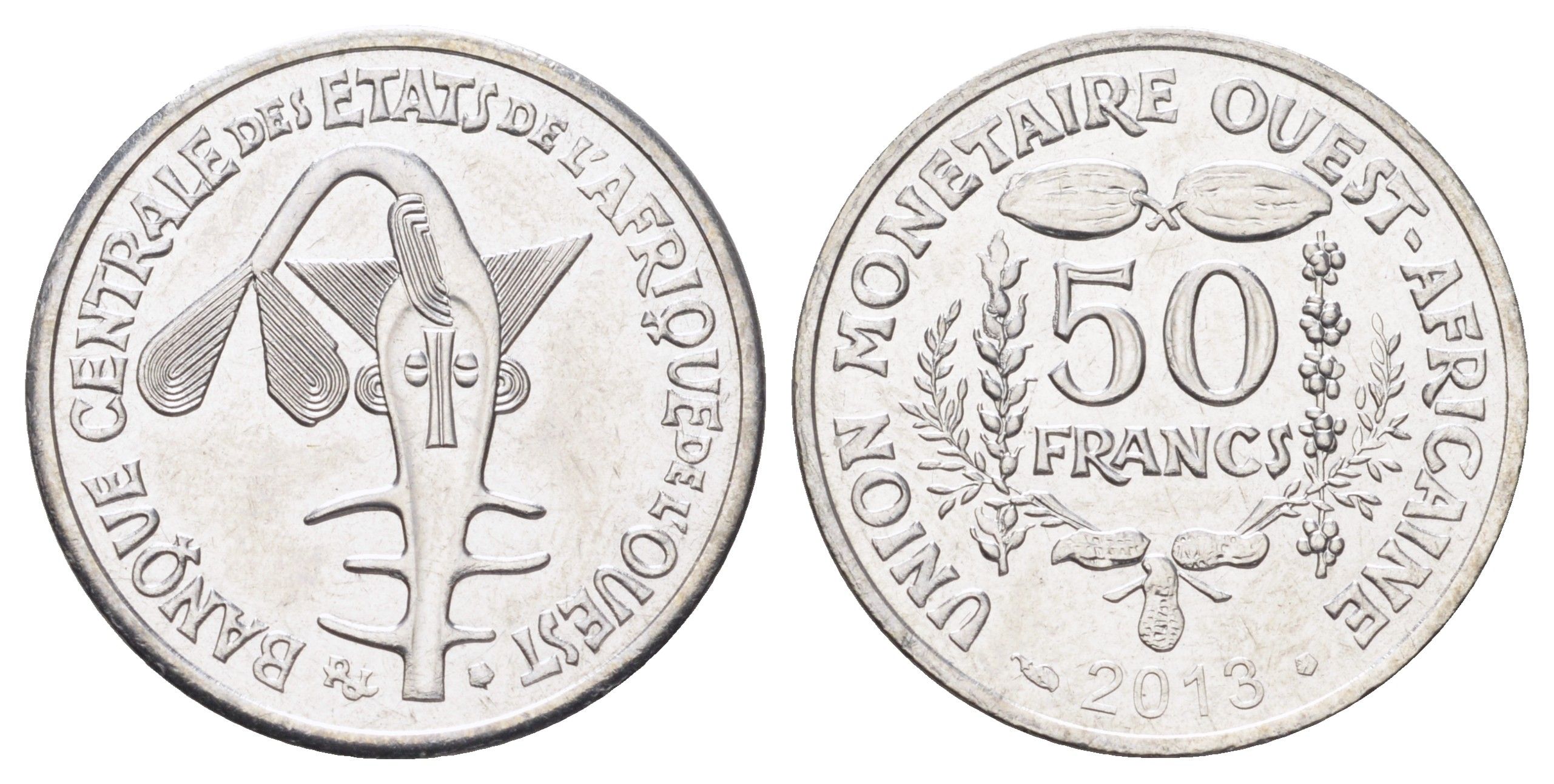 Западная Африка (ВСЕАО) 50 франков 2013 KM 18 сталь плакированная никелем UNC 4699-556