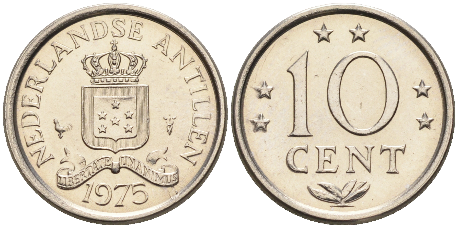 Нидерландские Антилы 10 центов 1975 Юлиана (1948-1980) KM 10 никель 4169-342