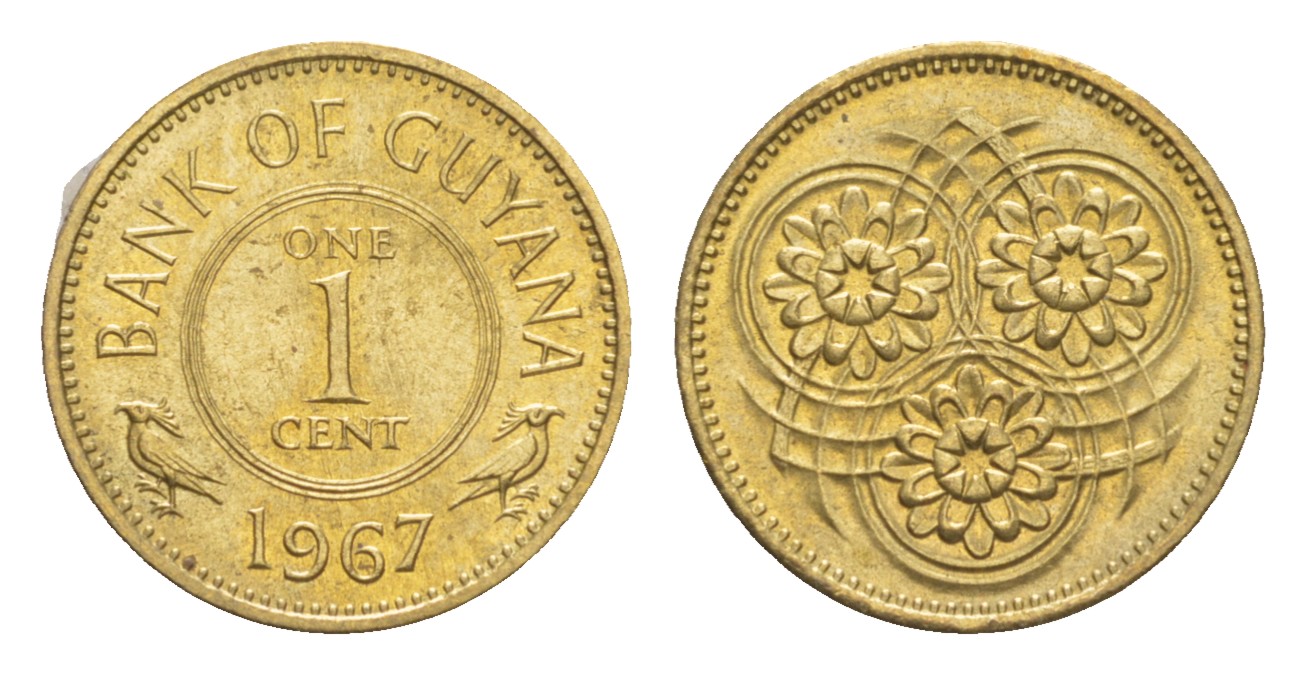 Гайана 1 цент 1967 Республика KM 31 никель латунь UNC 4659-511