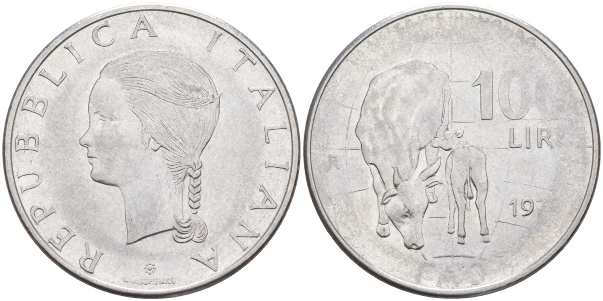 Италия 100 лир 1979 R, FAO, корова с теленком KM 106 нержавеющая сталь 3855-1144