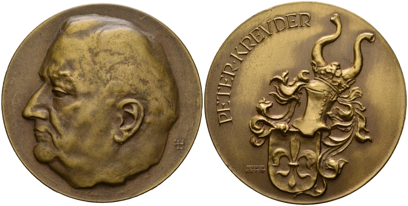 Бавария медаль 1981 Петер Кройдер (1905-1981), MUNCHEN 90, диаметр 50 мм. бронза 1069-1-32