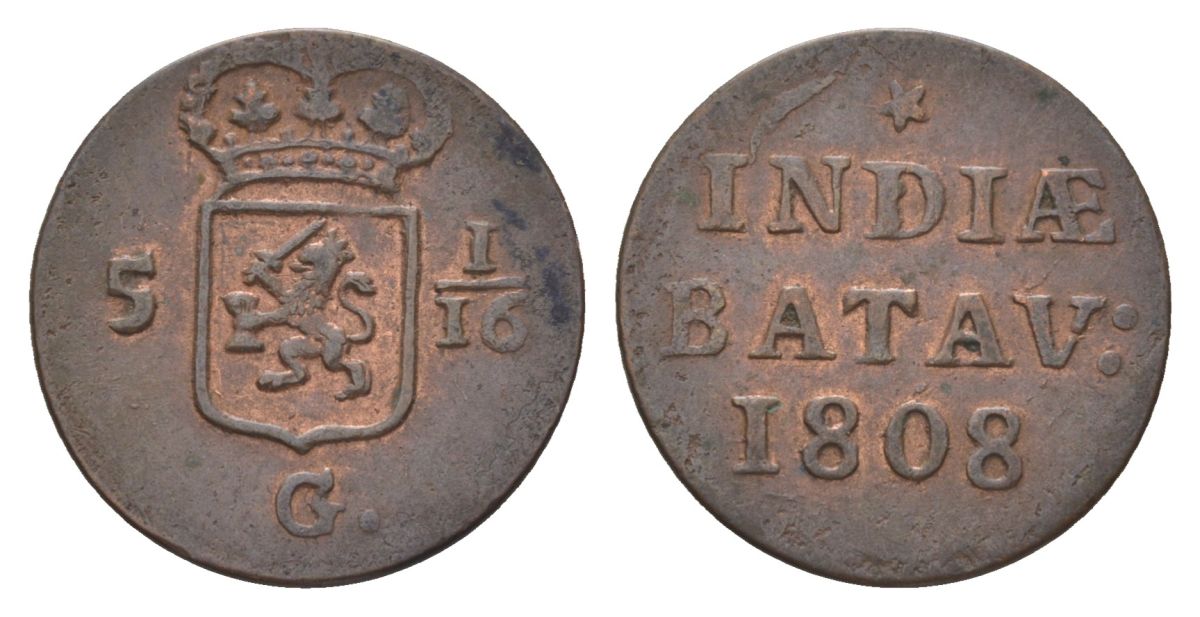 Нидерландская Восточная Индия, Голландия (Holland) 1 дуит 1808 KM 76 медь 4623-1143