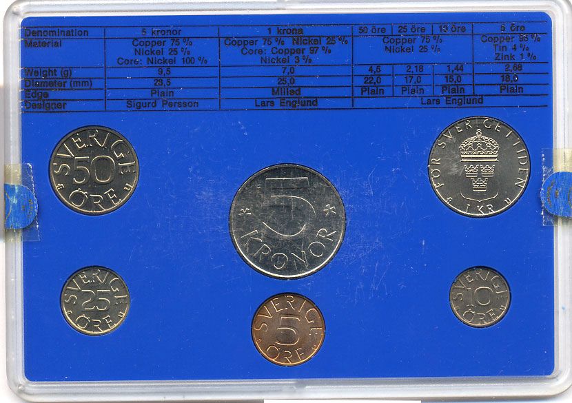 Швеция набор монетного двора из 6 монет 1979 в пластике Карл XVI Густав (1973- ) KM MS11 UNC 4-3-6-104