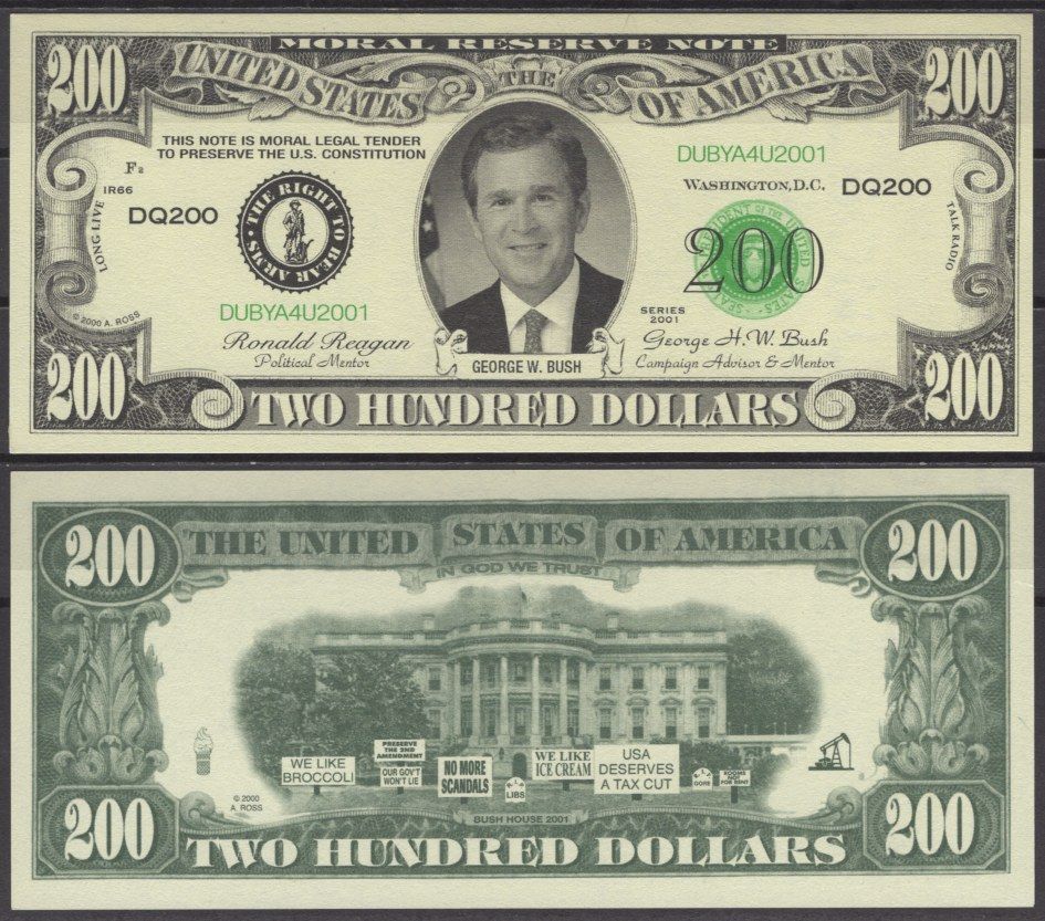 США 200 долларов 2001 Джордж Буш — младший бумага UNC (пресс) 7197-12-2