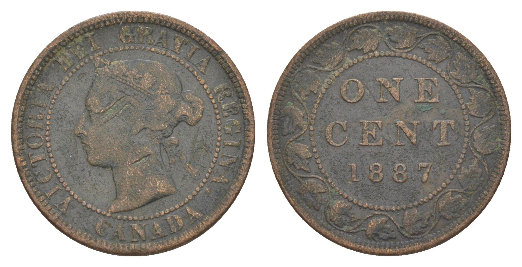 Канада 1 цент 1887 Виктория (1837-1901) KM 7 бронза 4631-554