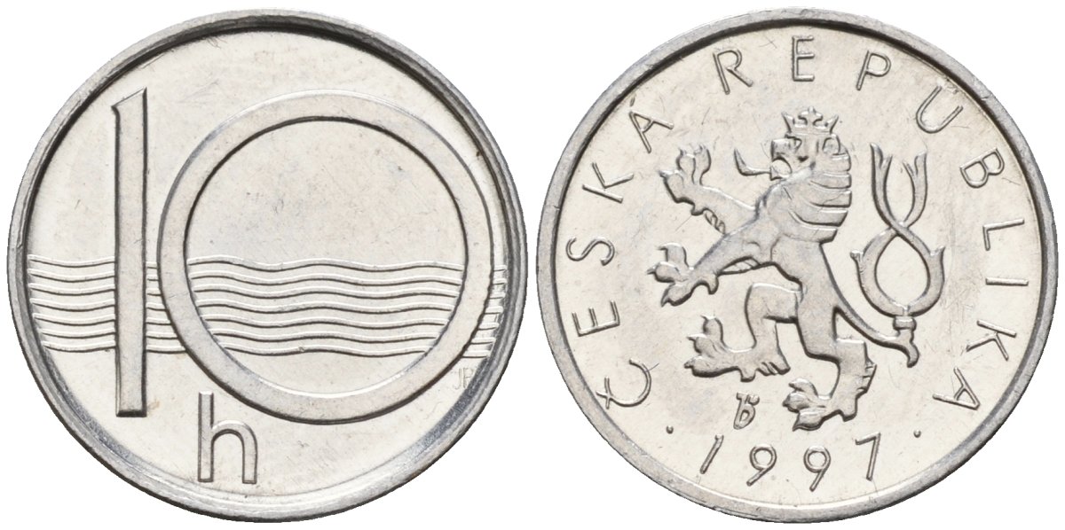 Чехия 10 геллеров 1997 KM 6 алюминий 4152-768