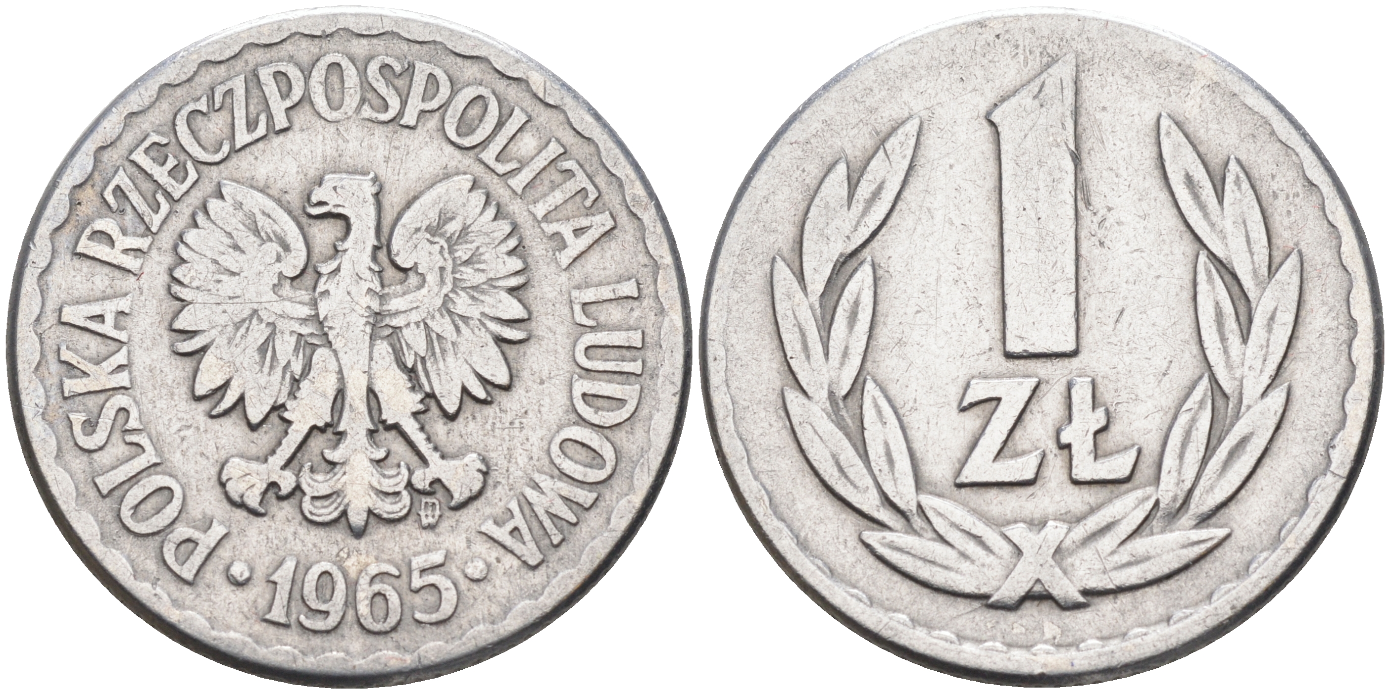 Польша 1 злотый 1965 MW KM 49.1 алюминий    4142-423