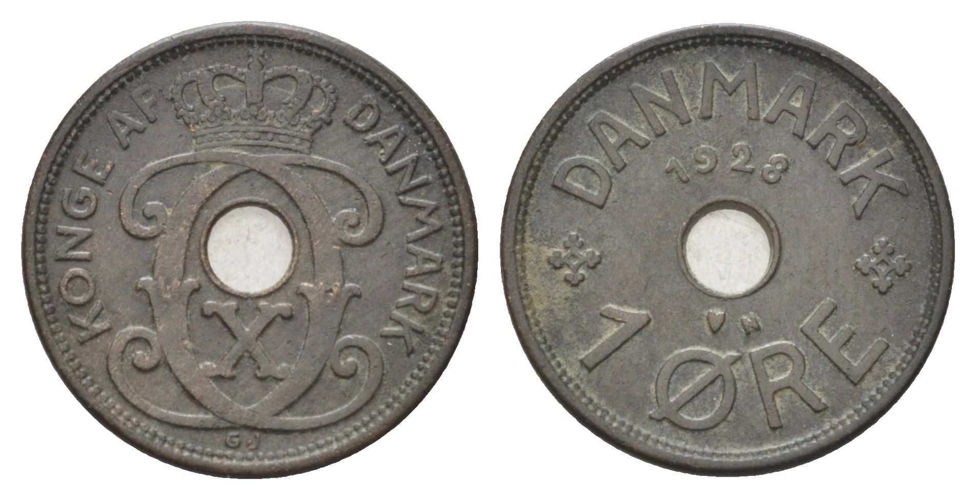 Дания 1 эре 1928 N, Кристиан X (1912-1947) KM 826 бронза 4701-557