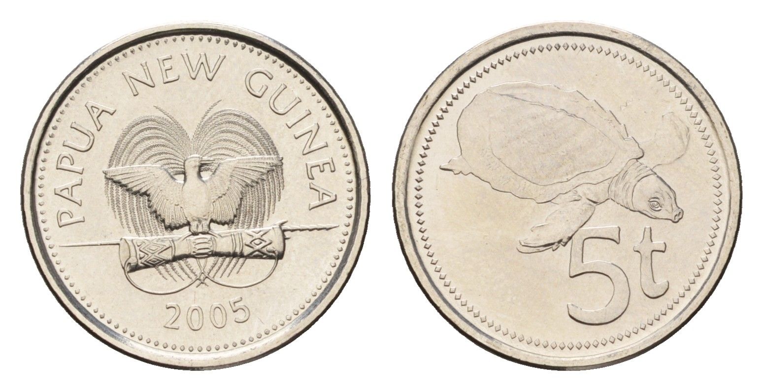 Папуа - Новая Гвинея 5 тойя 2005 KM 3a сталь плакированный никелем UNC 4614-712