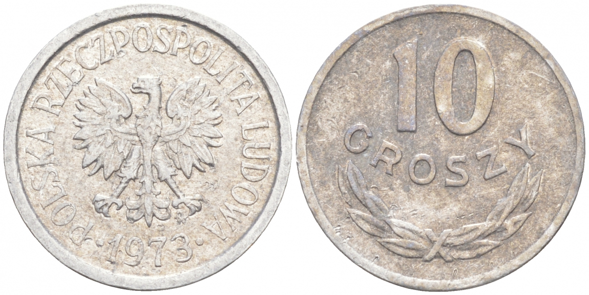 ПОЛЬША 10 ГРОШЕЙ 1973 MW KM АА47 алюминий 99-834