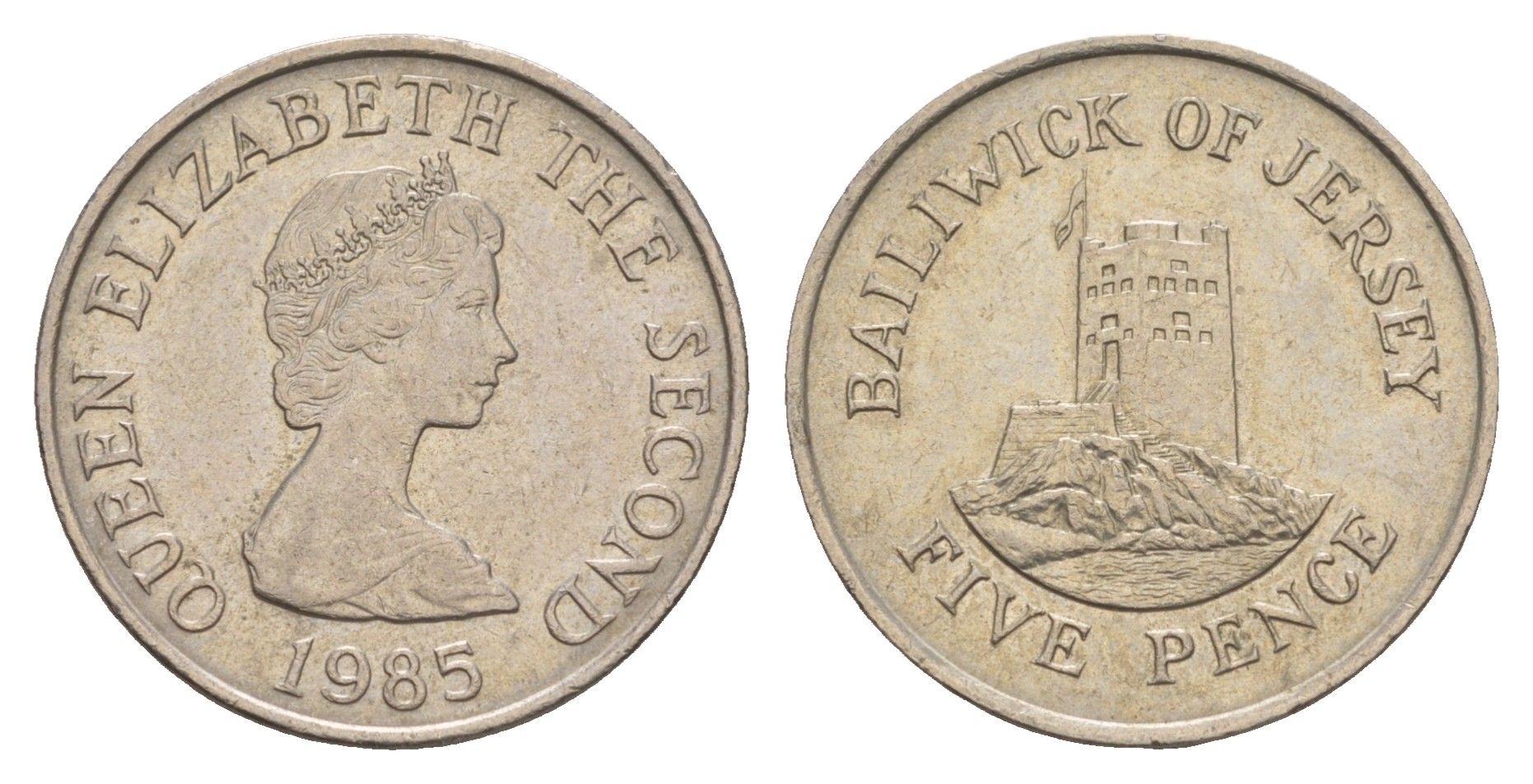 Джерси 5 пенсов 1985 башня Сеймур, Елизавета II (1952-2022) KM 56.1 медно-никель 4656-1132