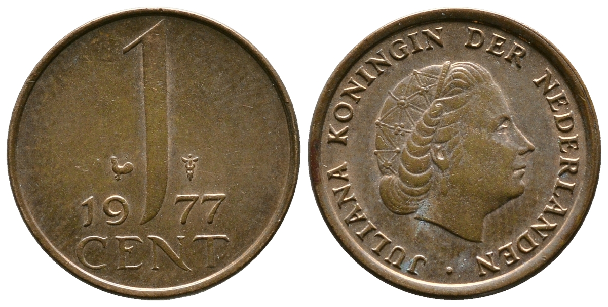 НИДЕРЛАНДЫ 1 ЦЕНТ 1977 ЮЛИАНА KM 180 бронза 179-668