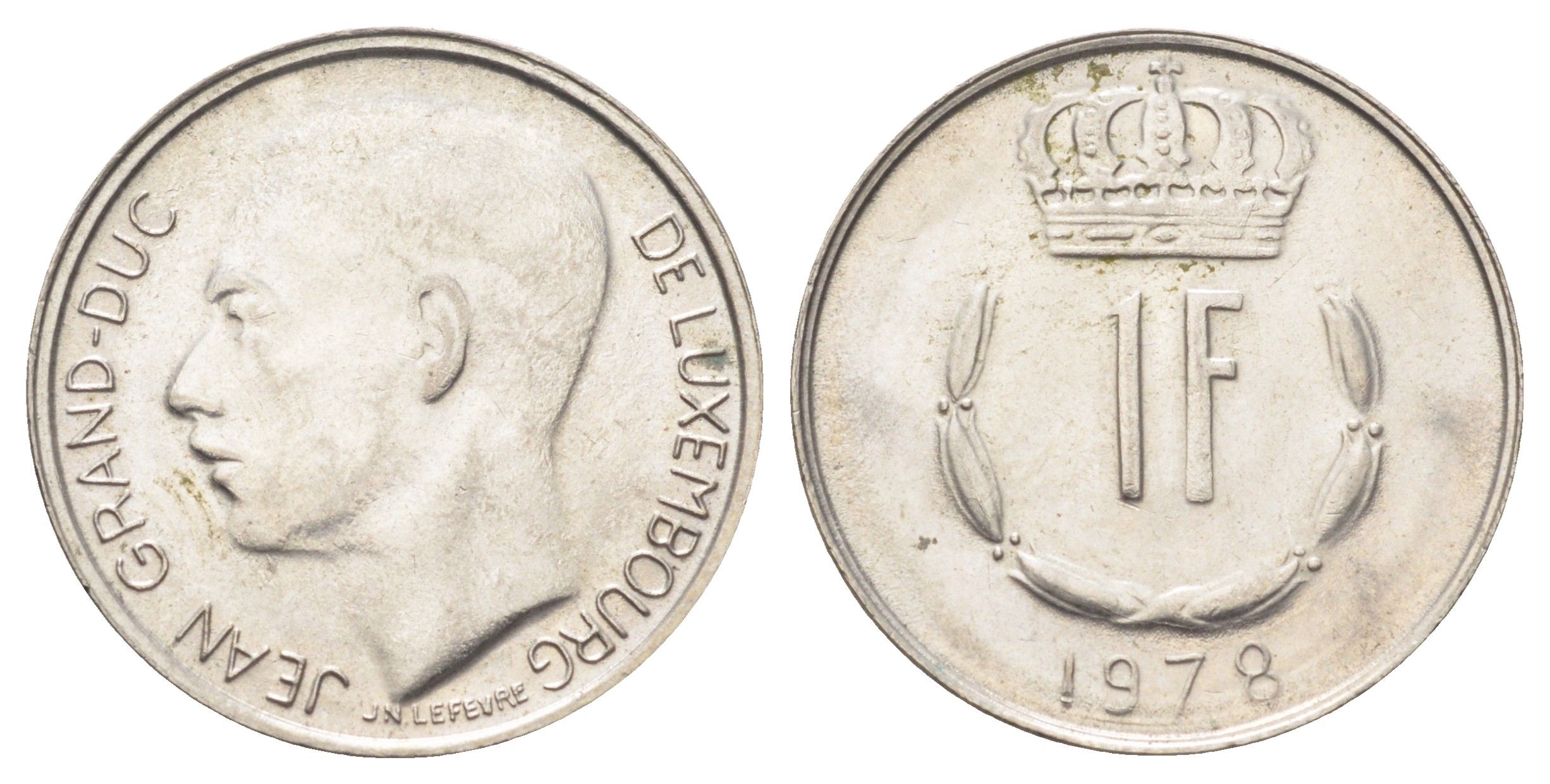 Люксембург 1 франк 1978 Великий герцог Жан (1964-2000) KM 55 медно-никель 4702-664