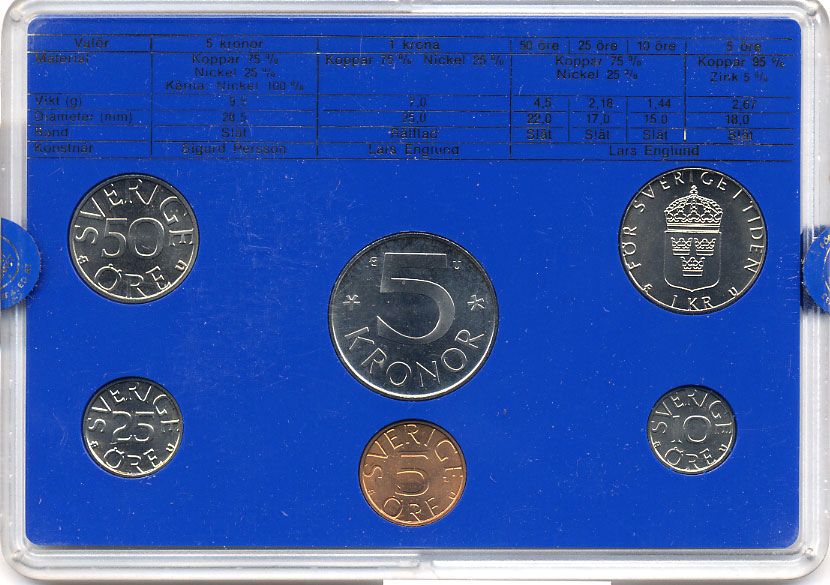 Швеция набор монетного двора из 6 монет 1984 в пластике, Карл XVI Густав (1973- ) KM MS31 UNC 5-4-2-44