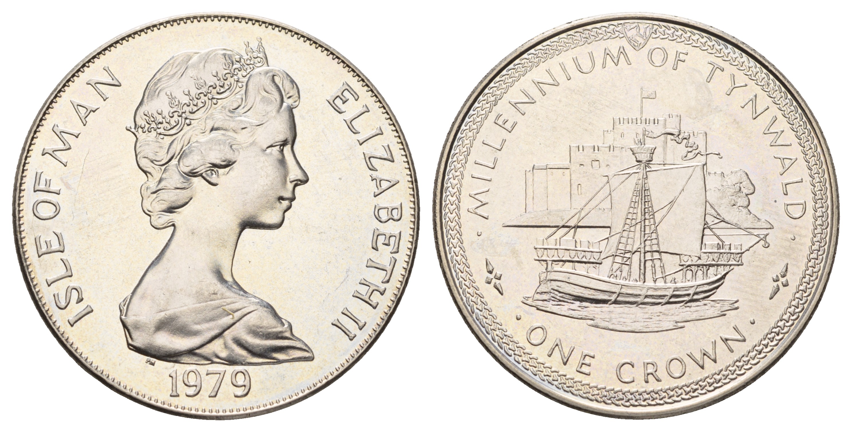 Остров Мэн 1 крона 1979 1000 летие Тинвальду (парламенту), Св. Мишель КМ 48 медно-никель UNC 4386-332