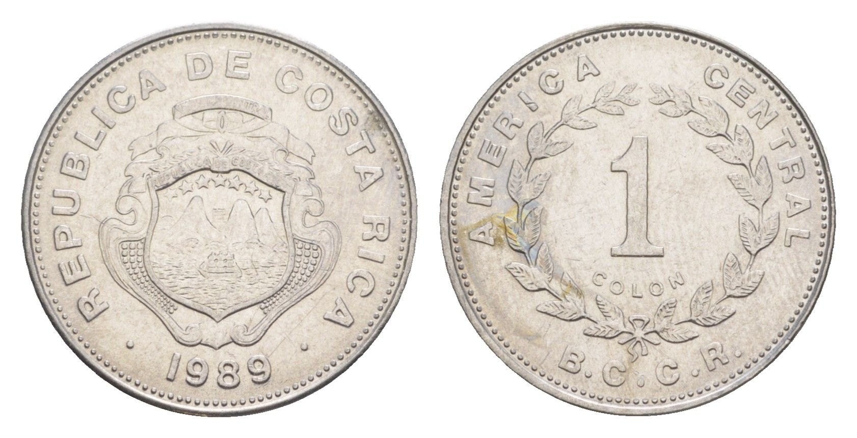 Коста-Рика 1 колон 1989 KM 210 нержавеющая сталь UNC 4644-353