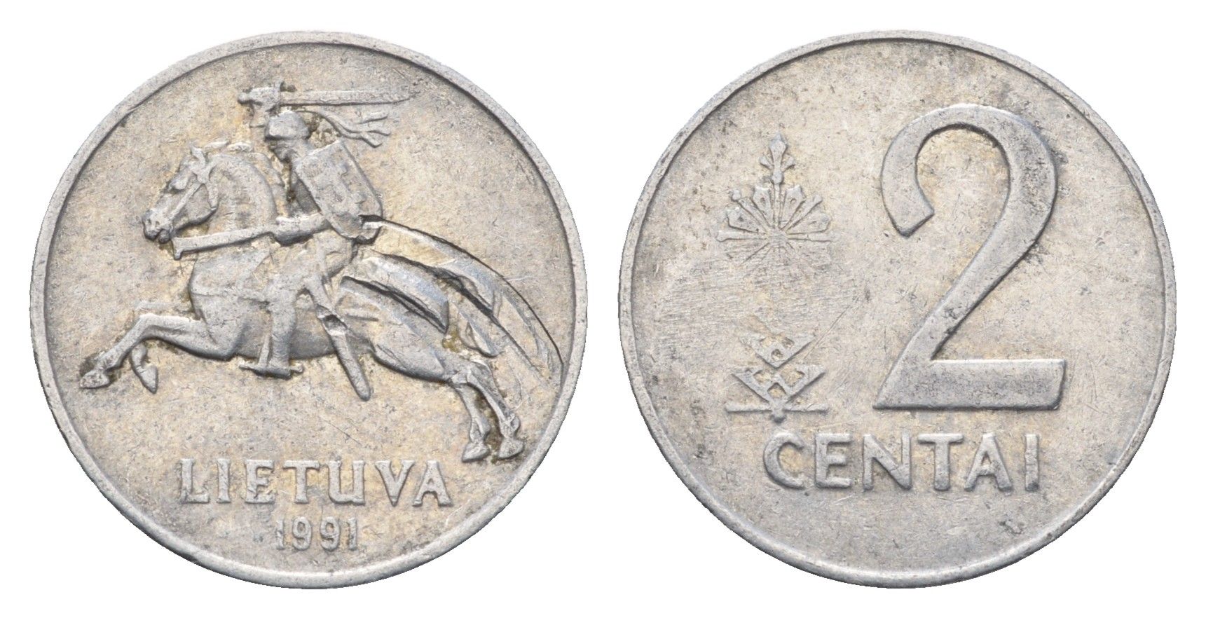 Литва 2 цента (сента) 1991 год-тип KM 86 алюминий 4689-1046