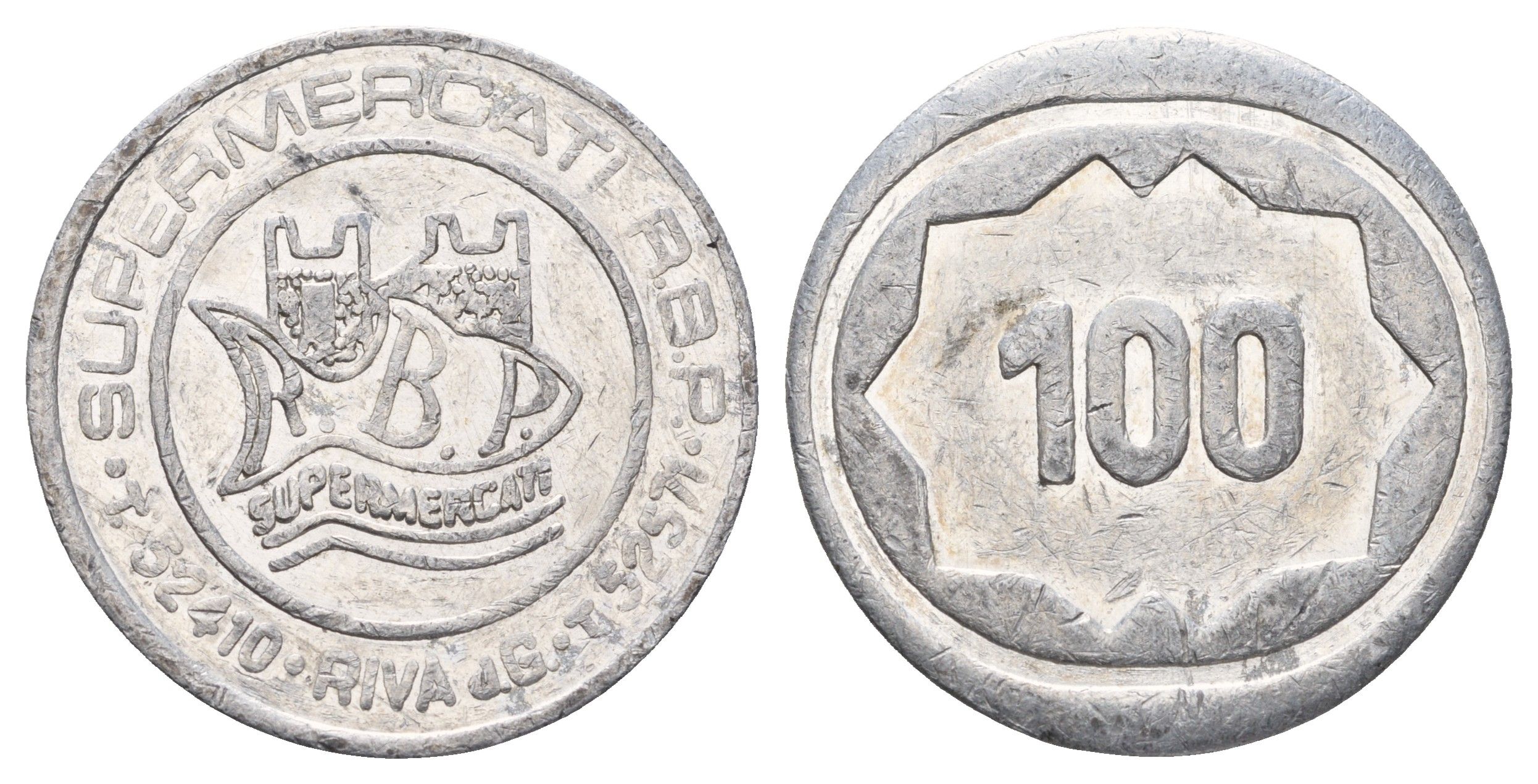 Италия жетон TelMark - в 100 баллов диаметр 32 мм, вес 3,9 гр алюминий 4667-1033