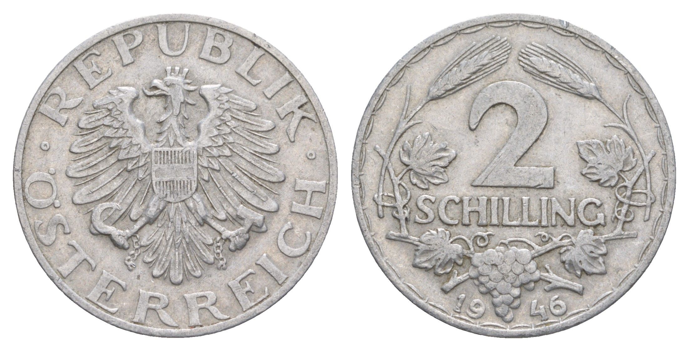 Австрия 2 шиллинга 1946 KM 2872 алюминий 4563-313
