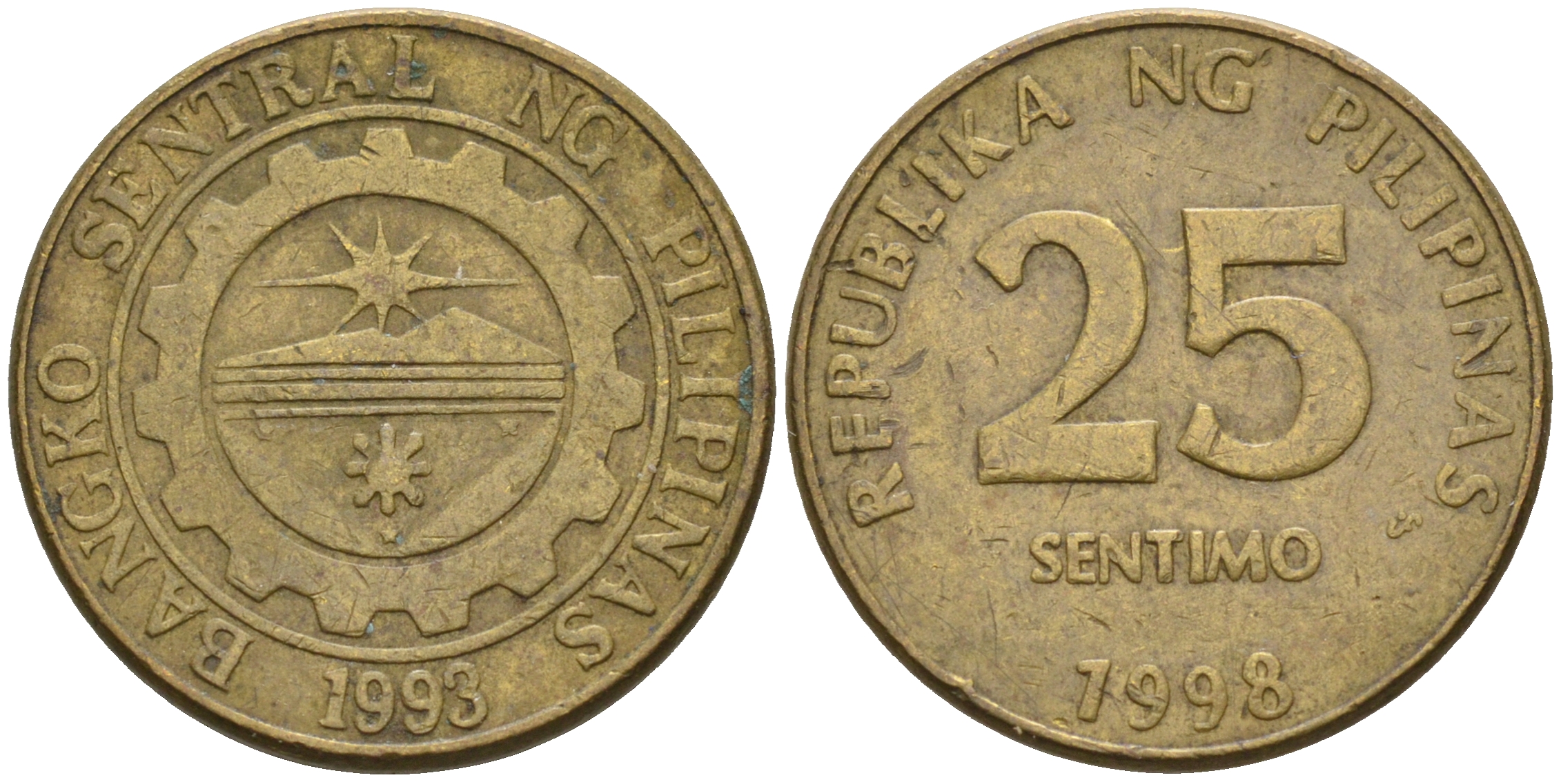 Филиппины 25 сентимо 1998  KM 271 латунь    4115-423