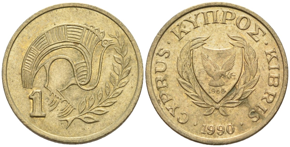 Кипр 1 цент 1990 KM 53.2 никель латунь 4174-1134