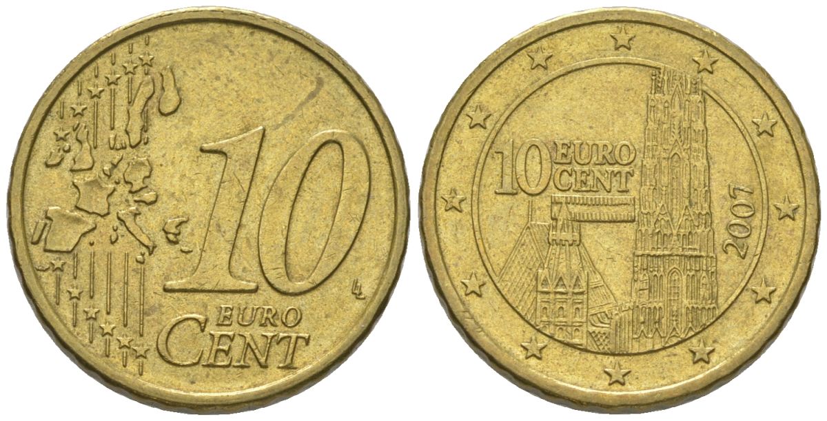 Австрия 10 евроцентов 2007 KM 3085 нордик 4580-431