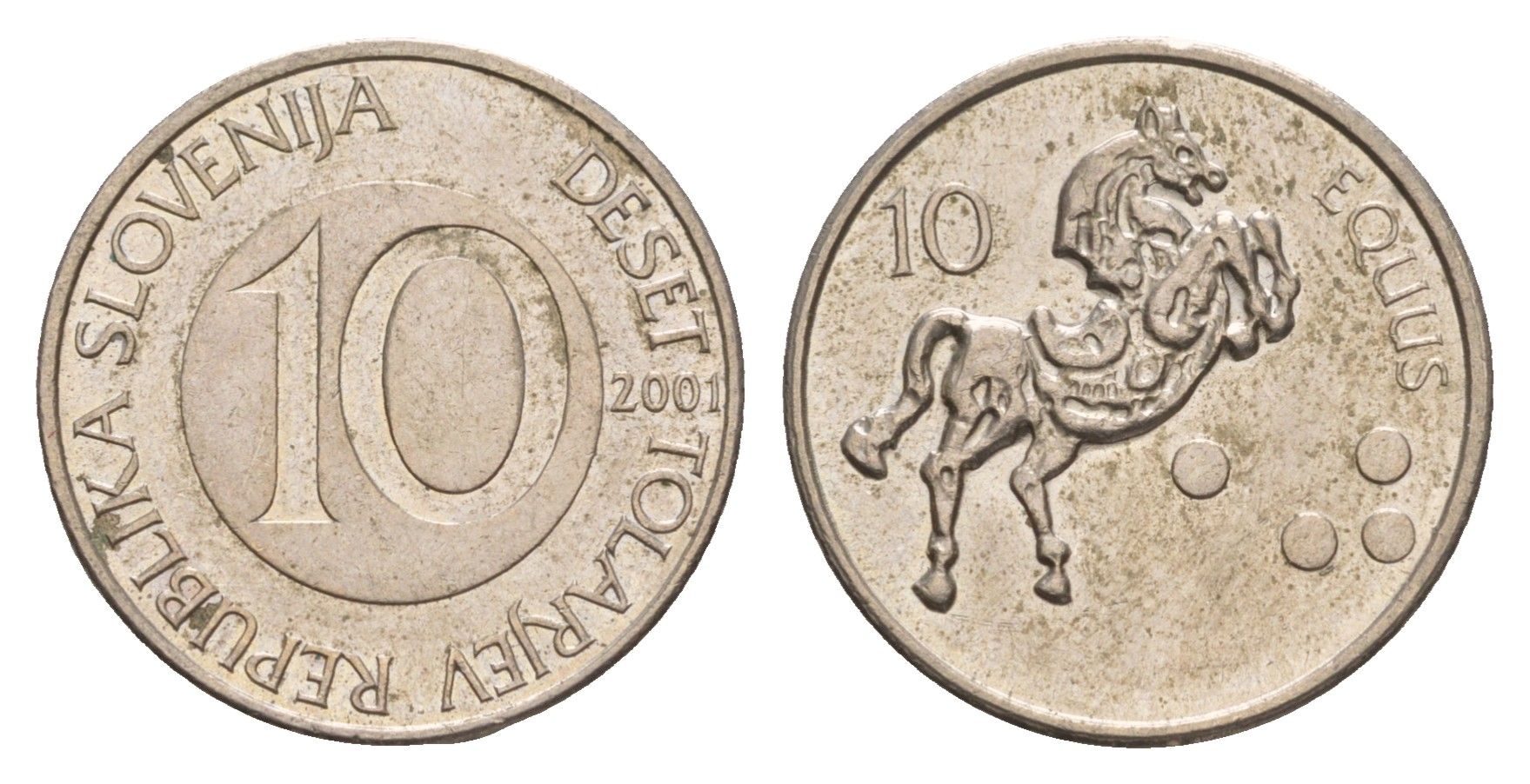 Словения 10 толаров 2001  KM 41 медно-никель  UNC  4660-145