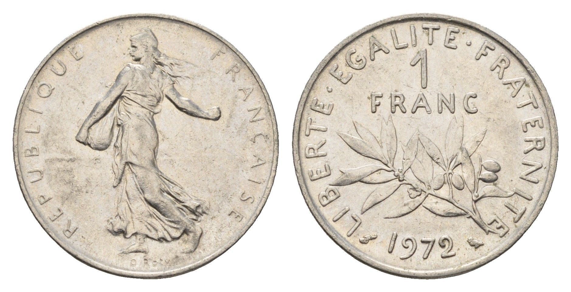 Франция 1 франк 1972 сеятель KM 925 никель 4673-1137