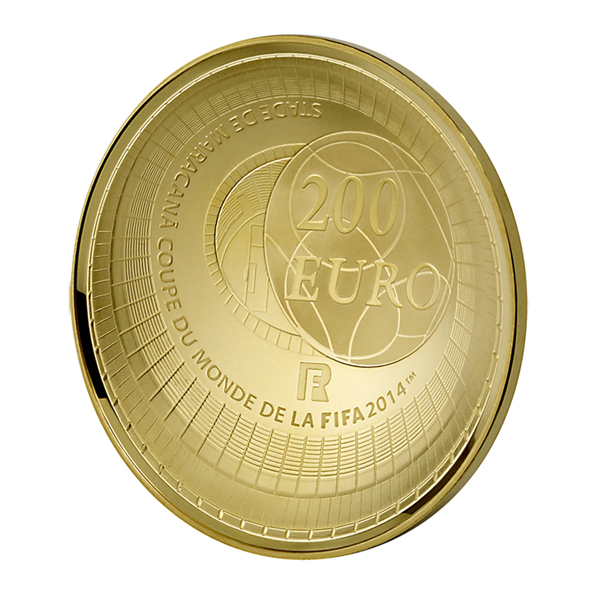 Франция 200 евро 2014 чемпионат мира по футболу в Бразилии 2014, кубок, FIFA, в оригинальной коробке KM 2170 золото PROOF 10-005-79
