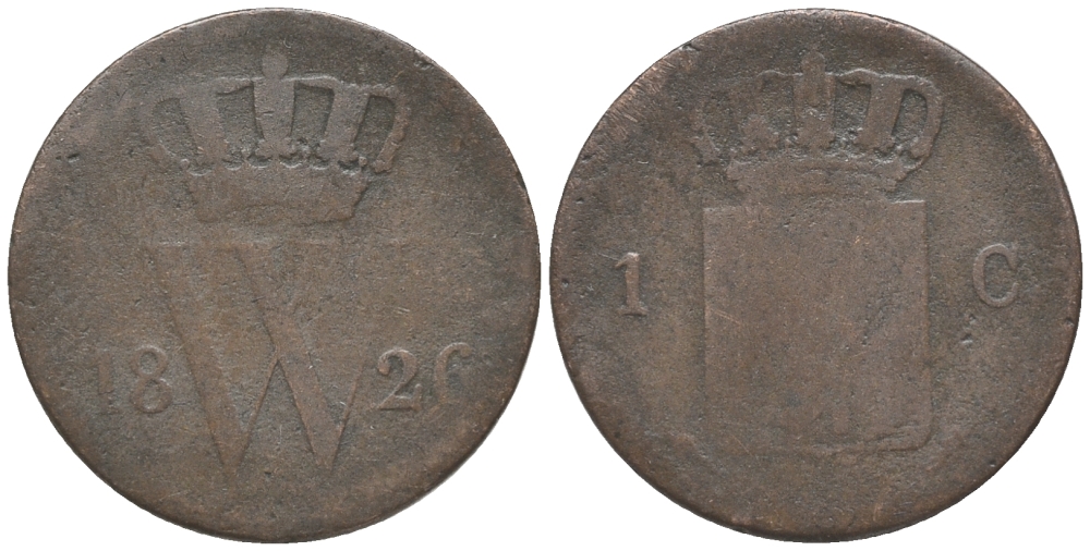 НИДЕРЛАНДЫ 1 ЦЕНТ 1826 ВИЛЬЯМ I (1815-1840) KM 47 медь 28-1242