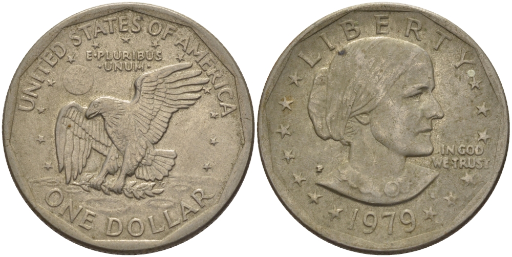 США 1 доллар 1979 P, Сьюзен Энтони KM 207 медь плакированная медно-никелем 82-1016
