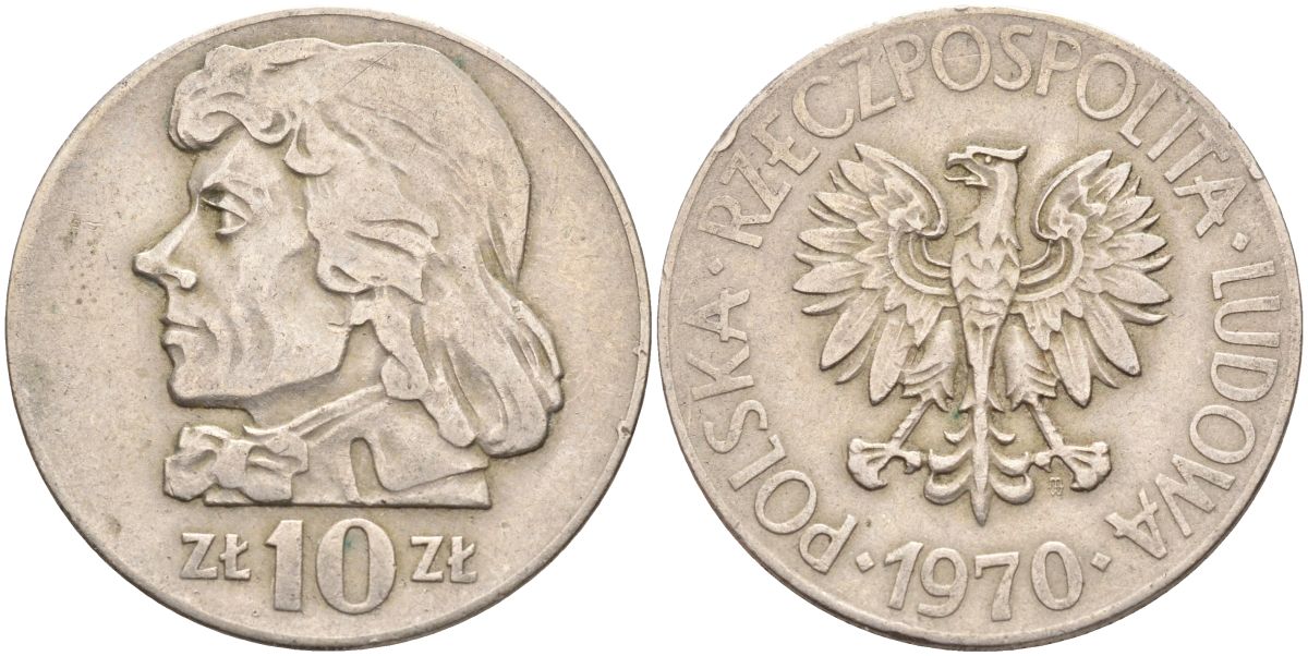 Польша 10 злотых 1970 MW, Тадеуш Костюшко (1746-1817) KM 50а медно-никель 4517-733