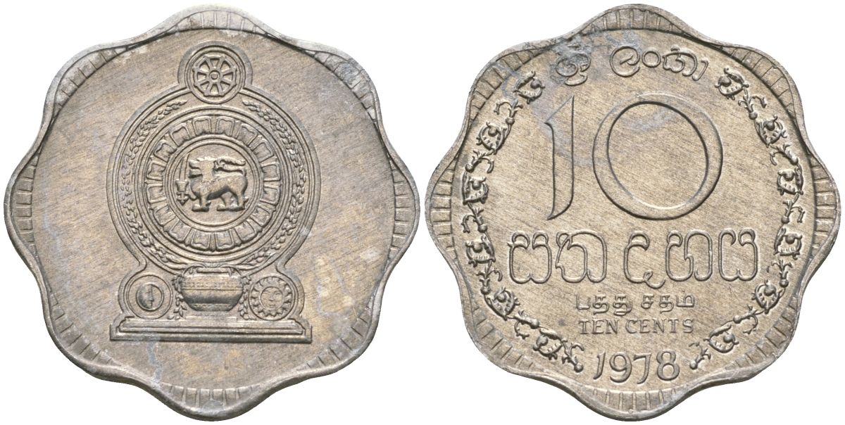 Шри-Ланка 10 центов 1978 KM 140a алюминий 4135-1236