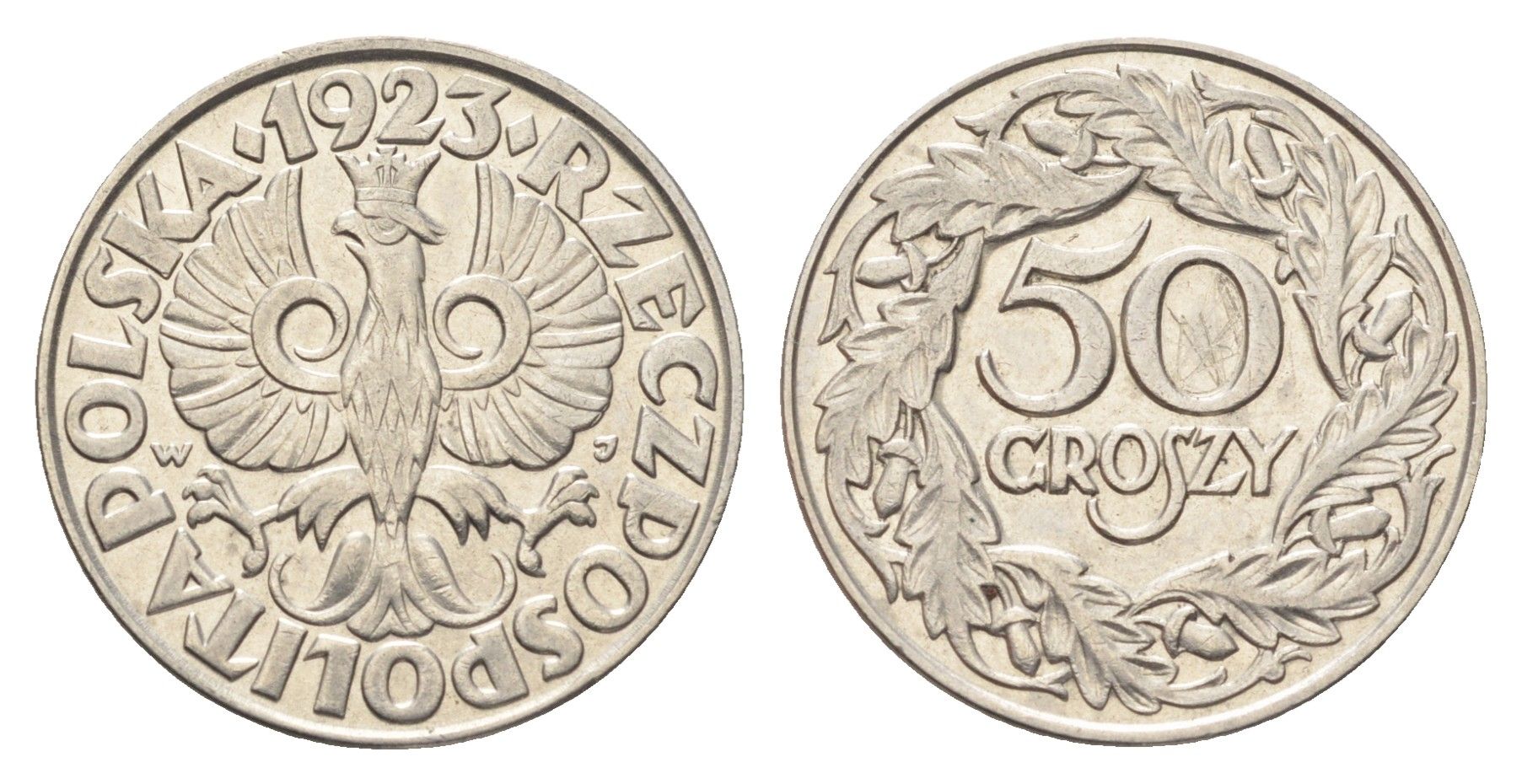 Польша 50 грошей 1923 год-тип Y 13 никель 4706-525