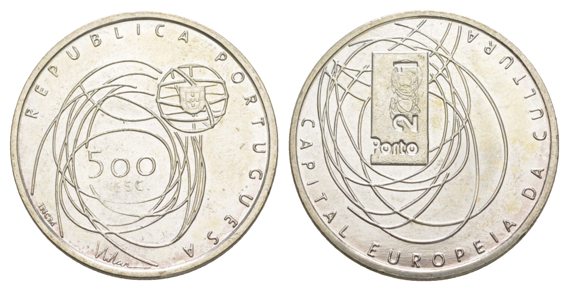 Португалия 500 эскудо 2001 Порту - Культурная столица Европы KM 733 серебро BU 32-824