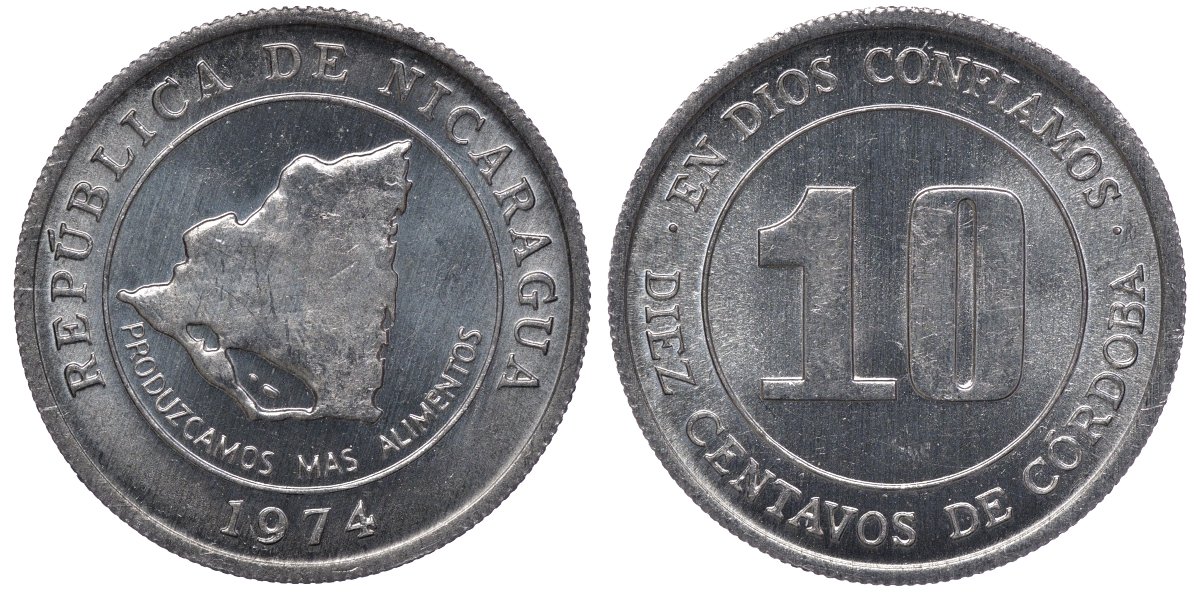 Никарагуа 10 сентаво 1974 ФАО KM 29 алюминий UNC M54-07