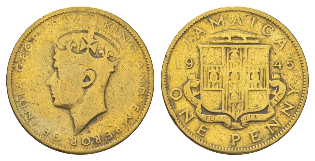 Ямайка 1 пенни 1945 KM 32 никель латунь 4628-526