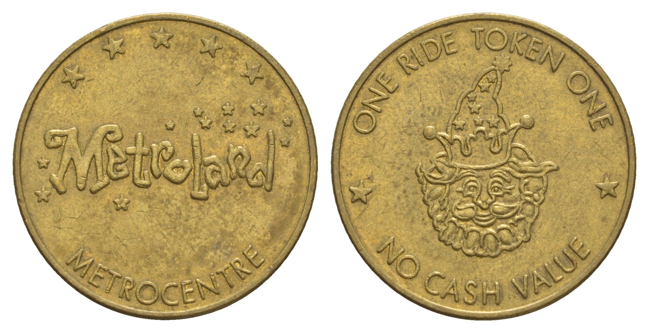 Великобритания жетон на 1 поездку в парке развлечений Metroland диаметр 27 мм, вес 8,5 гр латунь 4656-642