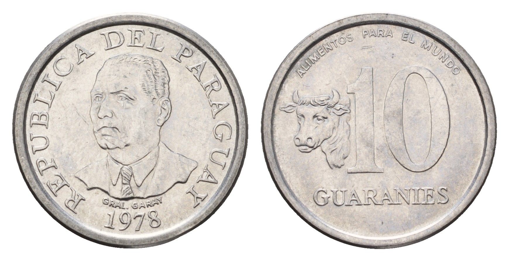 Парагвай 10 гуарани 1978 KM 167 нержавеющая сталь UNC 4679-634