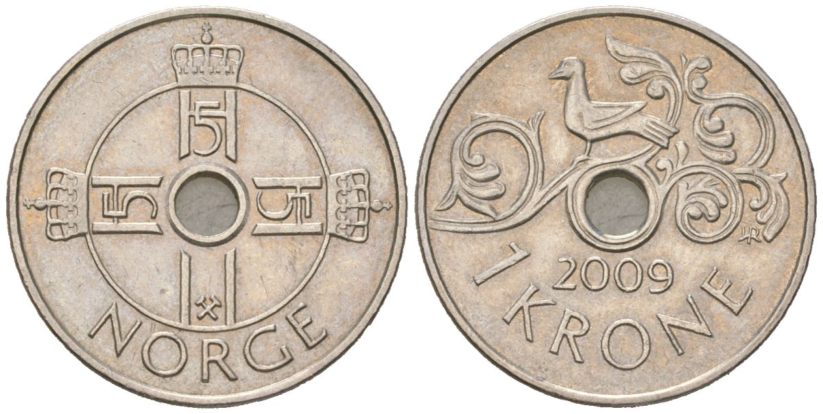 Норвегия 1 крона 2009 Харальд V (1991-) KM 462 медно-никель 99-762