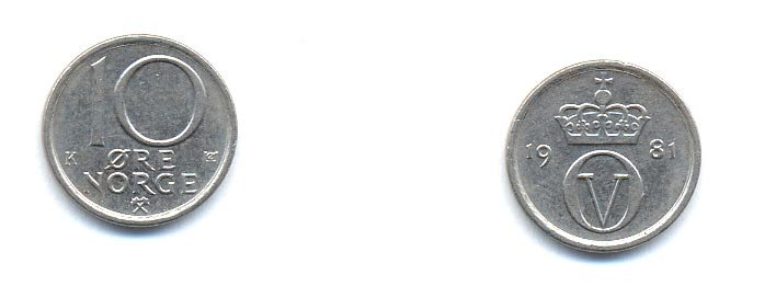 НОРВЕГИЯ 10 ЭРЕ 1981 KM 416 медно-никель 4379-334