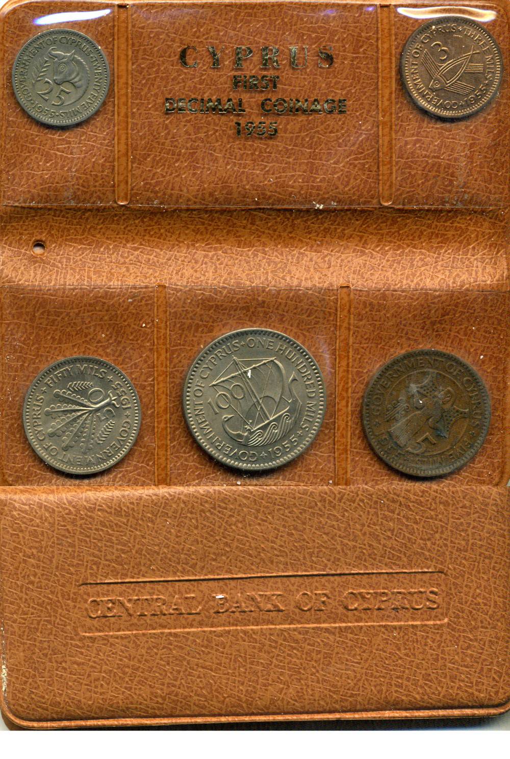 Кипр набор центрального банка из 5 монет 1955 UNC 00-00