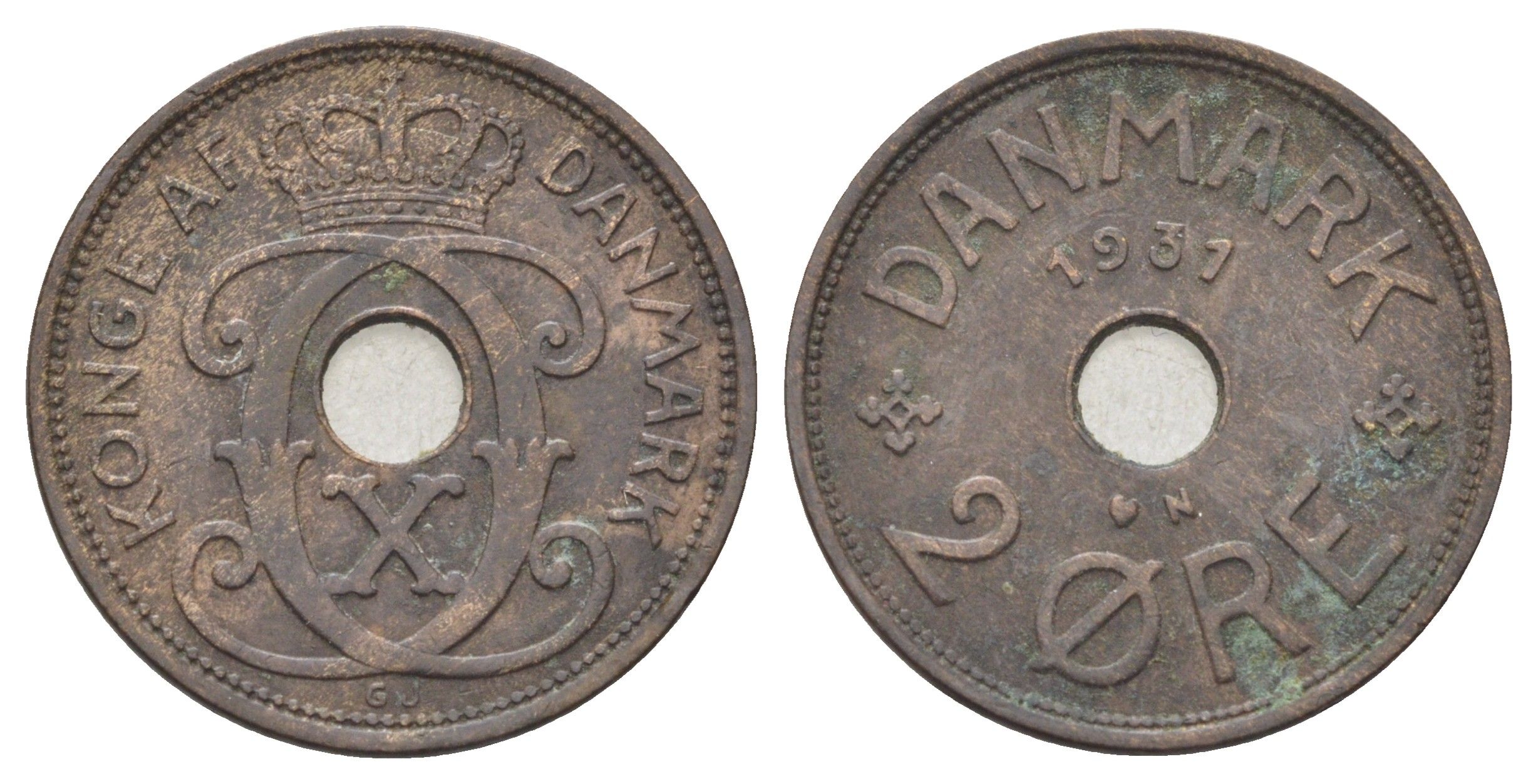 Дания 2 эре 1931 N, Кристиан X (1912-1947) KM 827 бронза 4701-812