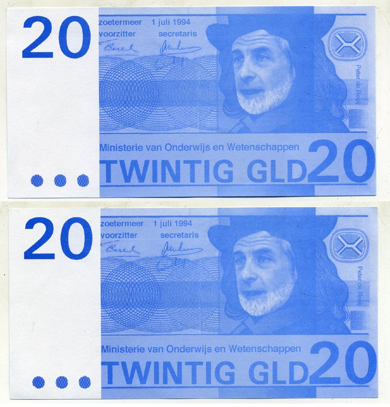 НИДЕРЛАНДЫ 20 ГУЛЬДЕНОВ 1994 ПИТЕР ДЕ РУДЖ, СУВЕНИРНАЯ бумага UNC (ПРЕСС) 7146-33-1-2