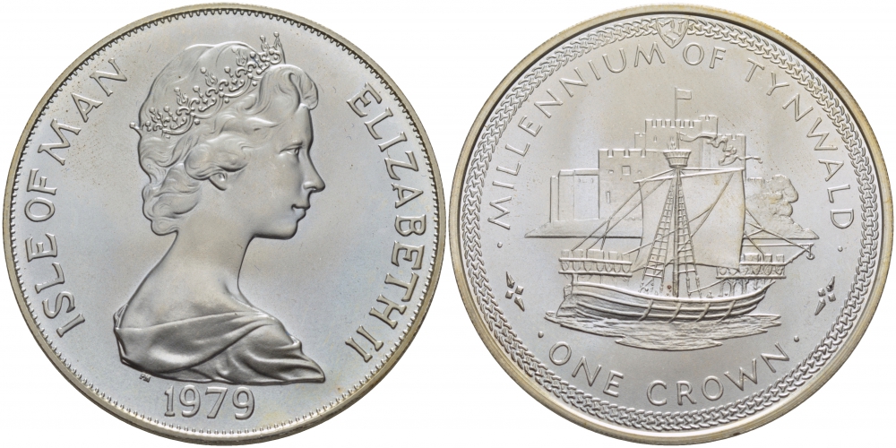 Остров Мэн 1 крона 1979 1000 летие Тинвальду (парламенту), Св. Мишель KM 48a серебро UNC 02-222-41