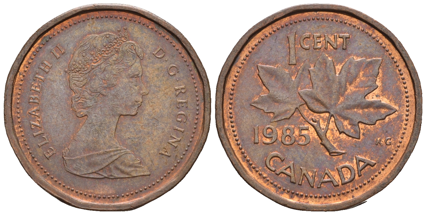 Канада 1 цент 1985 Елизавета II (1952-2022), кленовый лист KM 132 бронза 4609-221