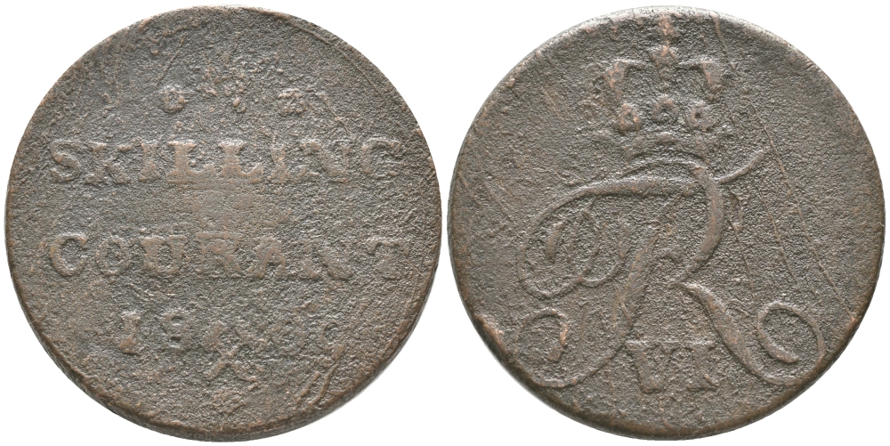 НОРВЕГИЯ 4 СКИЛЛИНГА 1809 ФРЕДЕРИК VI (1808-1839) KM 275.1 медь 51-4743