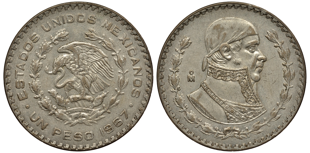 Мексика 1 песо 1967 Хосе Мария Морелос KM 459 серебро 74-821