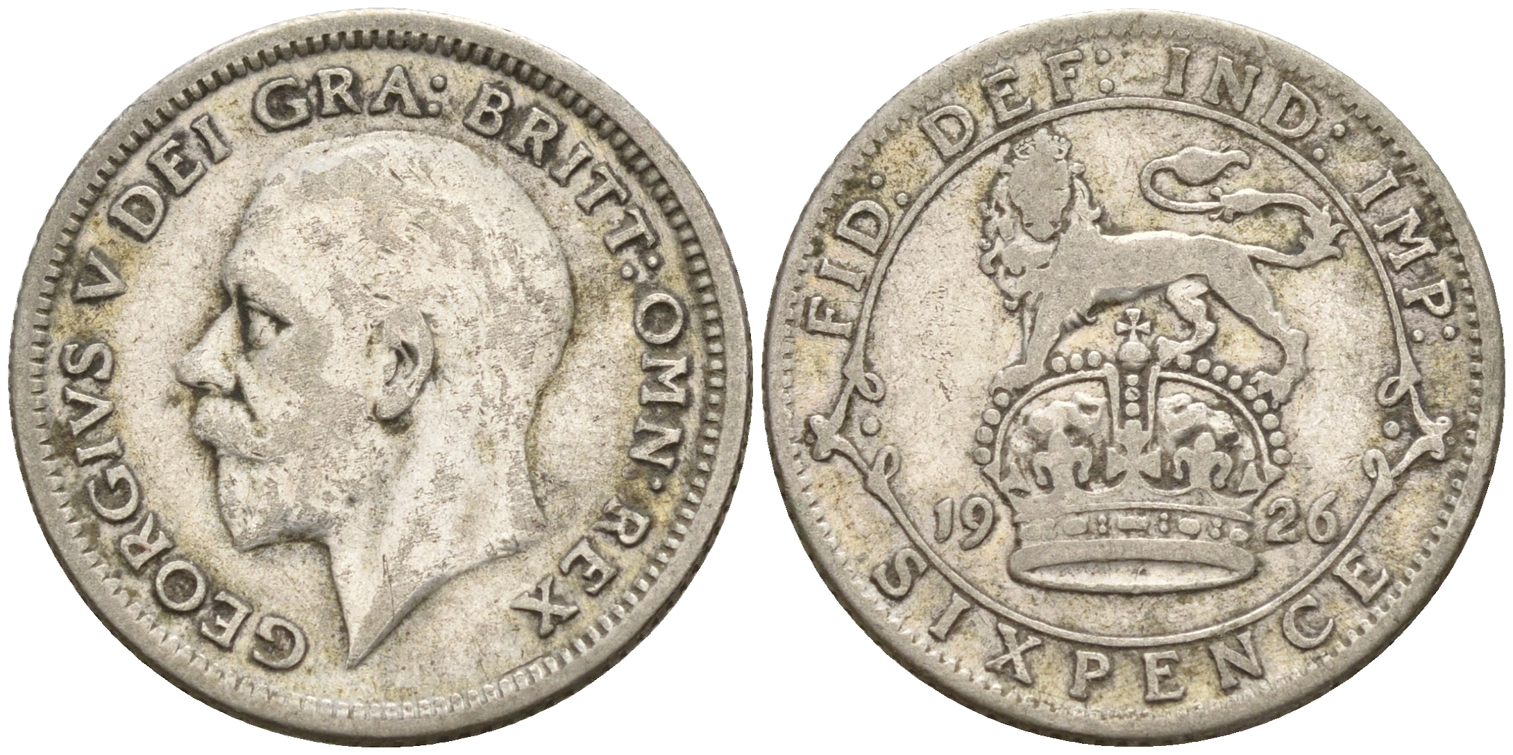 Великобритания 6 пенсов 1926 Георг V (1910-1936), нет зазора над буквой I KM 815a.2, Spink 4025 серебро 4602-618